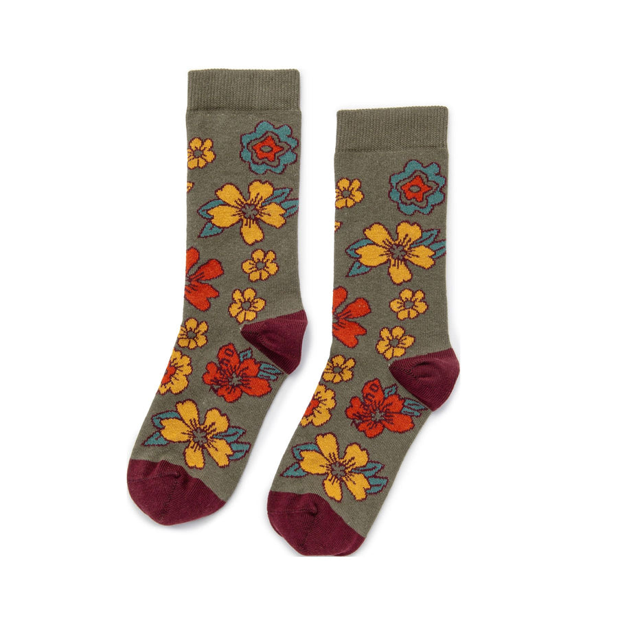 Zkano Boho Blossoms Women's Crew Socks Olivine