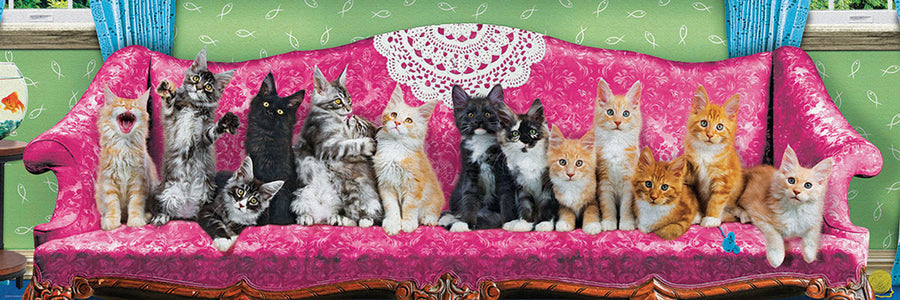 Kitty Cat Couch Panoramic 1000 Piece Puzzle