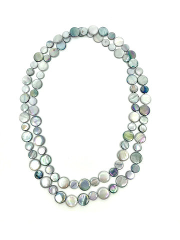 Silver Grey Mother of Pearl Single Strand Necklace