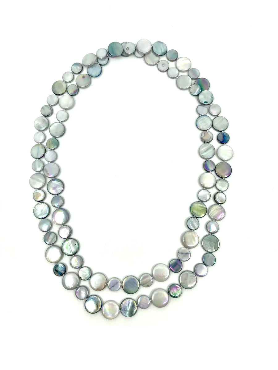 Silver Grey Mother of Pearl Single Strand Necklace