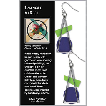 Kandinsky - Triangle At Rest Abstract Earrings, Navy/Green