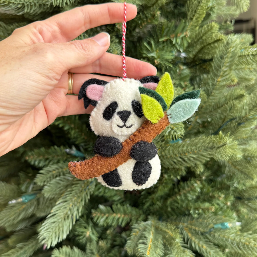 Panda with Bamboo Ornament, Felt Wool