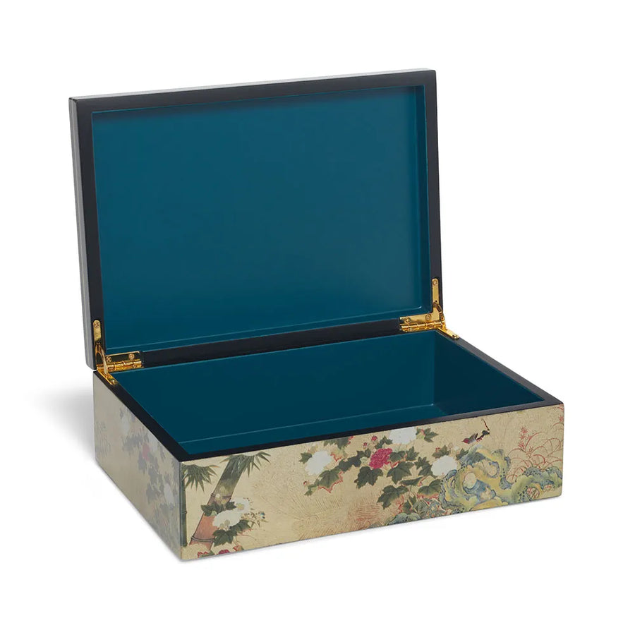 Momoyama Cranes and Flowers Lacquer Box