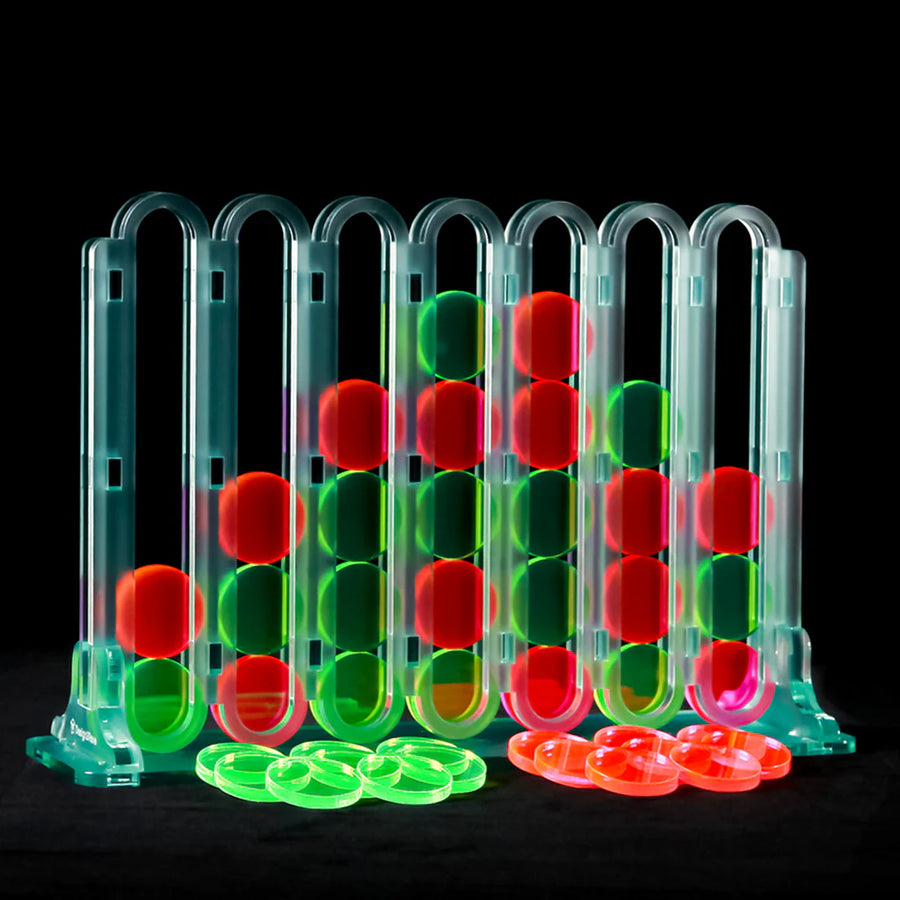 Four In A Row Game - Seafoam Green with Fluorescent Game Pieces