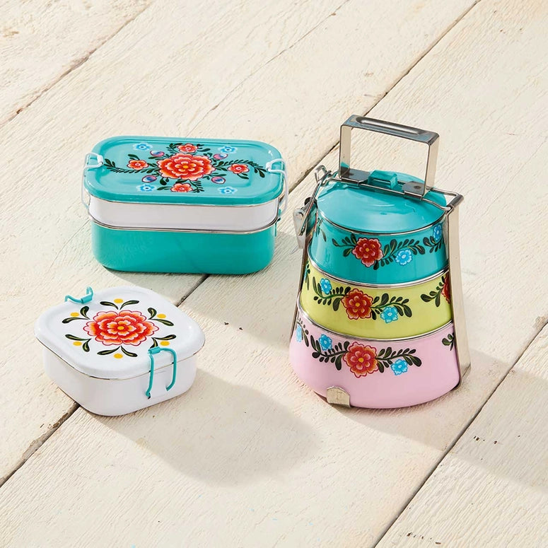 Bright Floral Bento Box: Turquoise