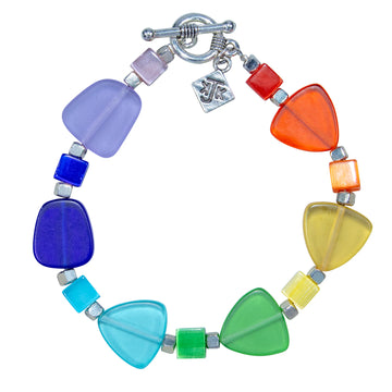 RAINBOW FROSTED GLASS TRIANGLE, FIBER OPTIC BRACELET
