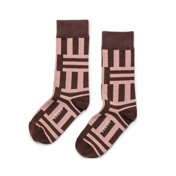 Zkano Geo Stripe Women's Crew Socks Desert Rose