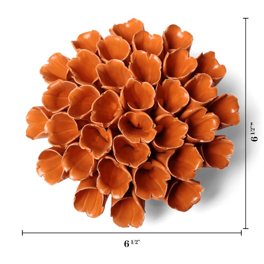 Ceramic Flower Wall Art Collection 5 Polyp Orange Large