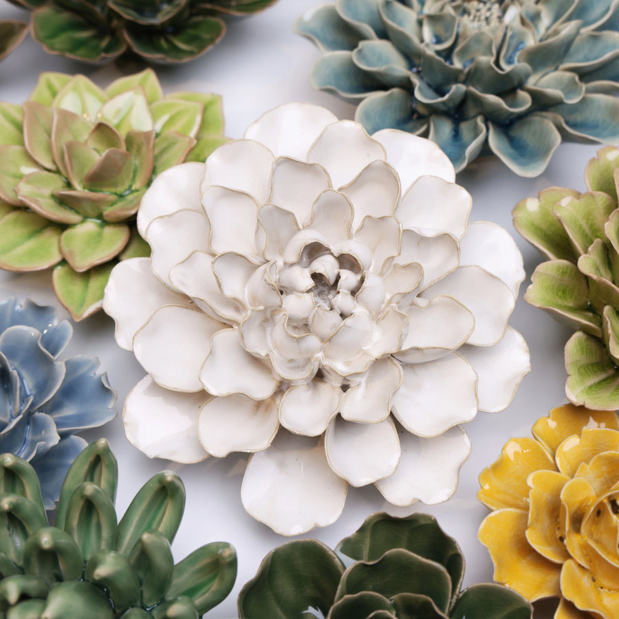 Ceramic Flower Wall Art Collection 13 White Flower