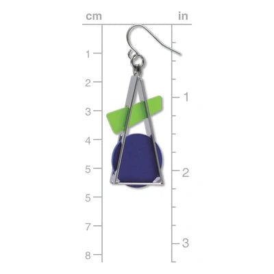 Kandinsky - Triangle At Rest Abstract Earrings, Navy/Green