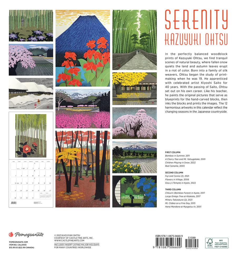 Kazuyuki Ohtsu: Serenity 2024 Wall Calendar – SHOP ARTS BMA
