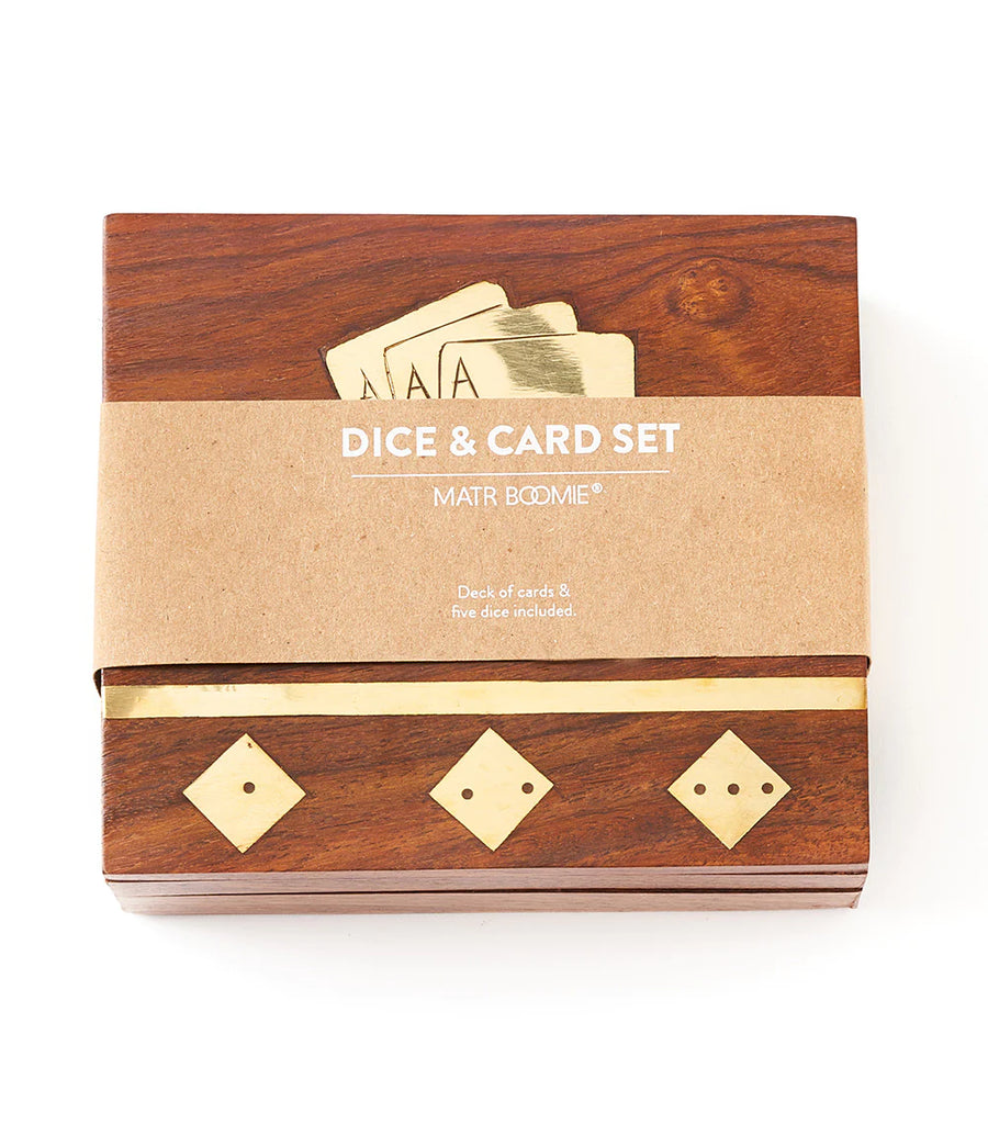 Game Night Box: 5 dice & playing cards - Handcrafted Wood