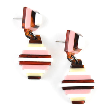 Souvenir Rectangle Dangle Earrings Rose