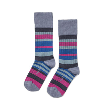 Zkano Sweater Stripe Women's Calf Height Socks Slate