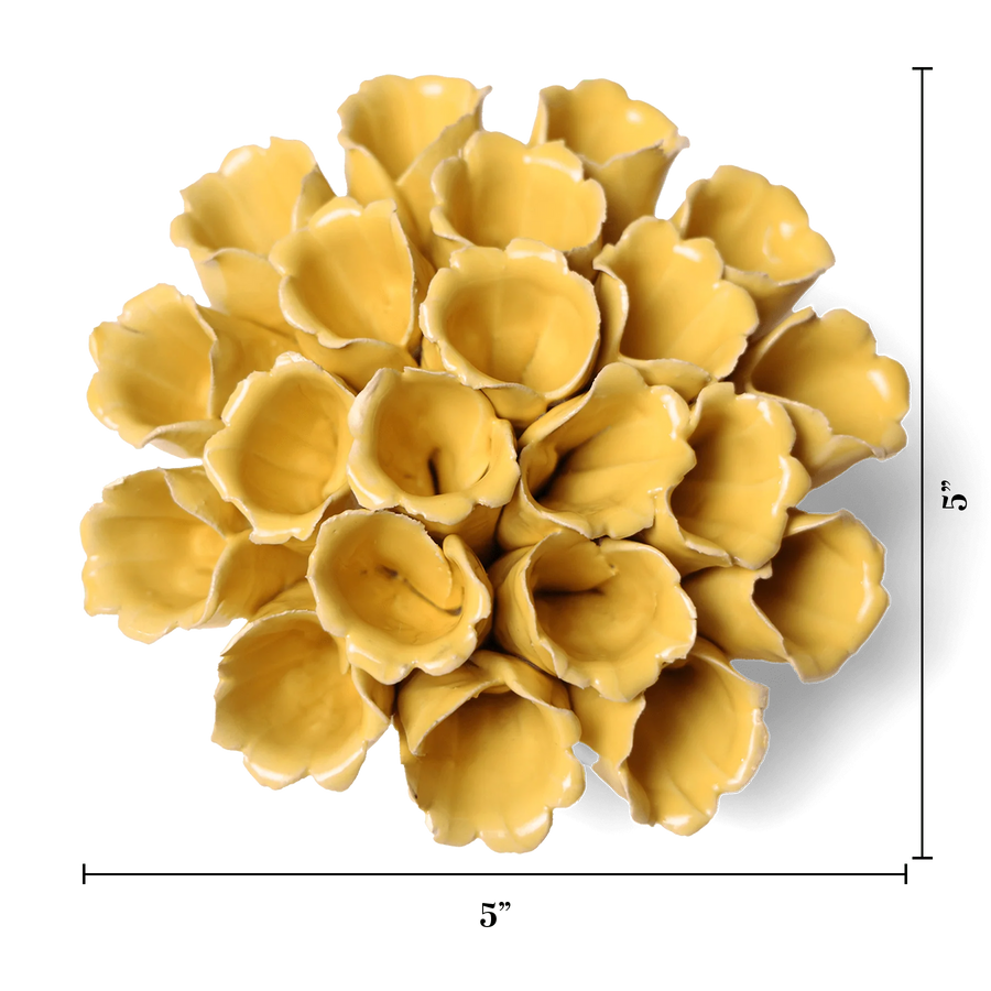 Ceramic Flower Wall Art Collection 5 Polyp Yellow Medium