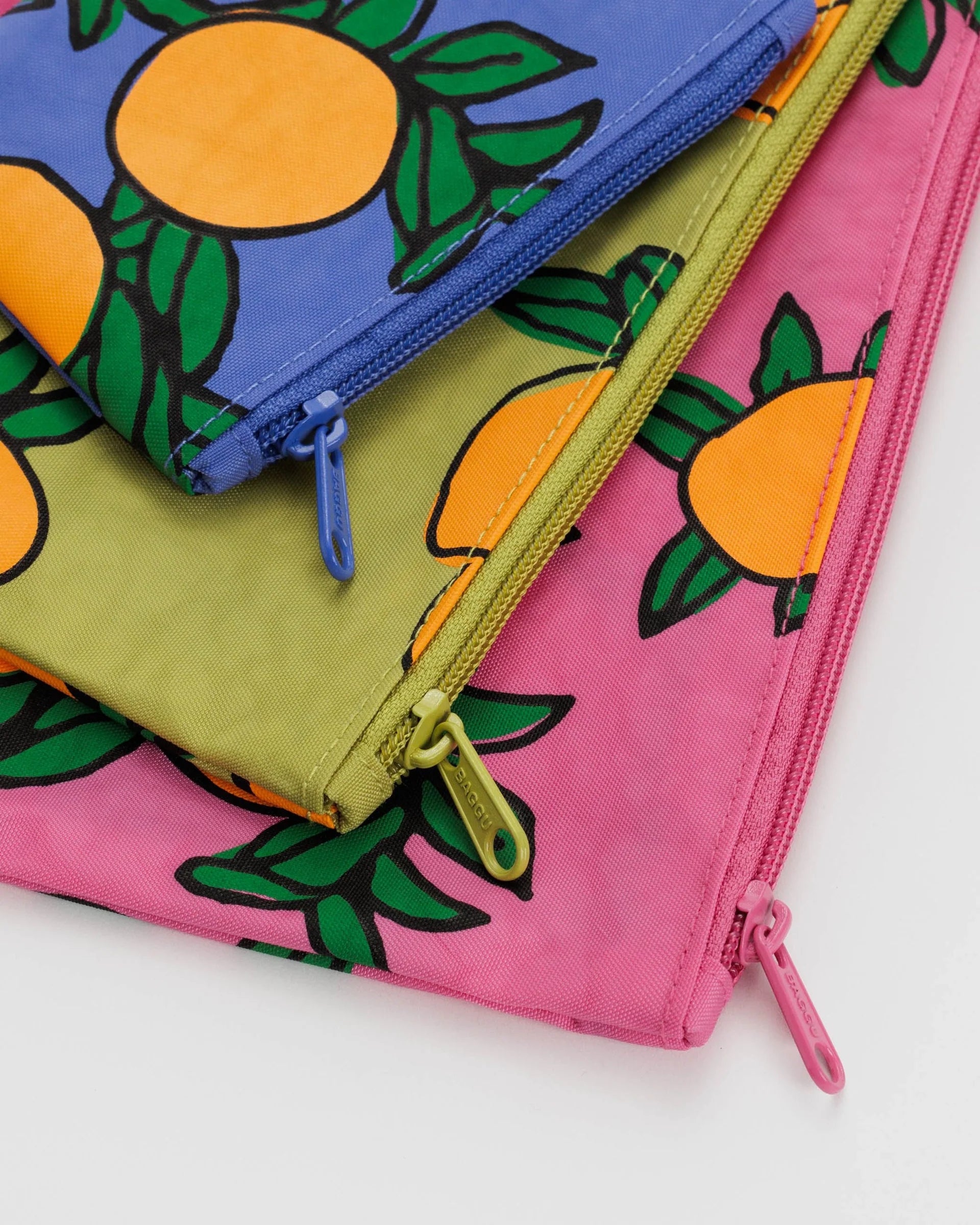 Baggu Flat Pouch Set of hot 3 in Backyard Fruit Pattern