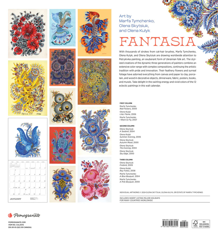 Fantasia: Art by Marfa Tymchenko, Olena Skytsiuk, and Olena Kulyk 2025 Wall Calendar