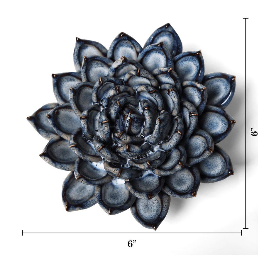 Ceramic Flower Wall Art Collection 6 Succulent Blue