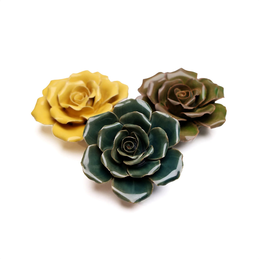 Ceramic Flowers Collection 9 New Rose Teal Small