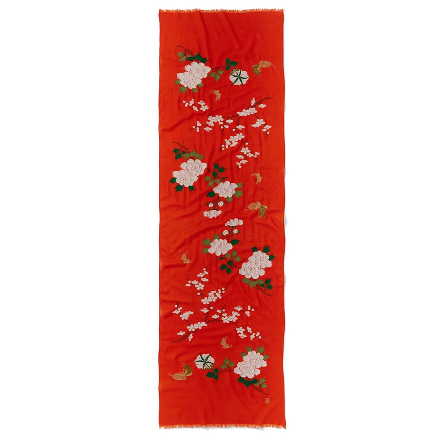 Edo Blossoms and Butterflies Embroidered Shawl