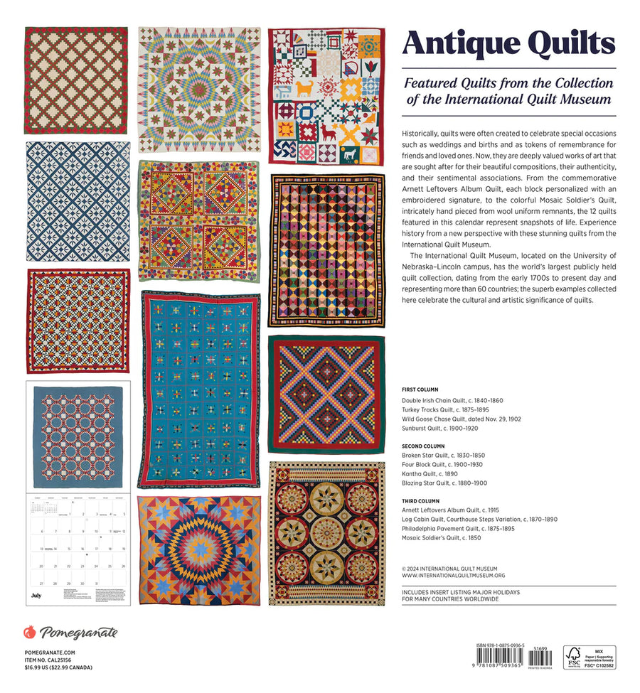 Antique Quilts 2025 Wall Calendar