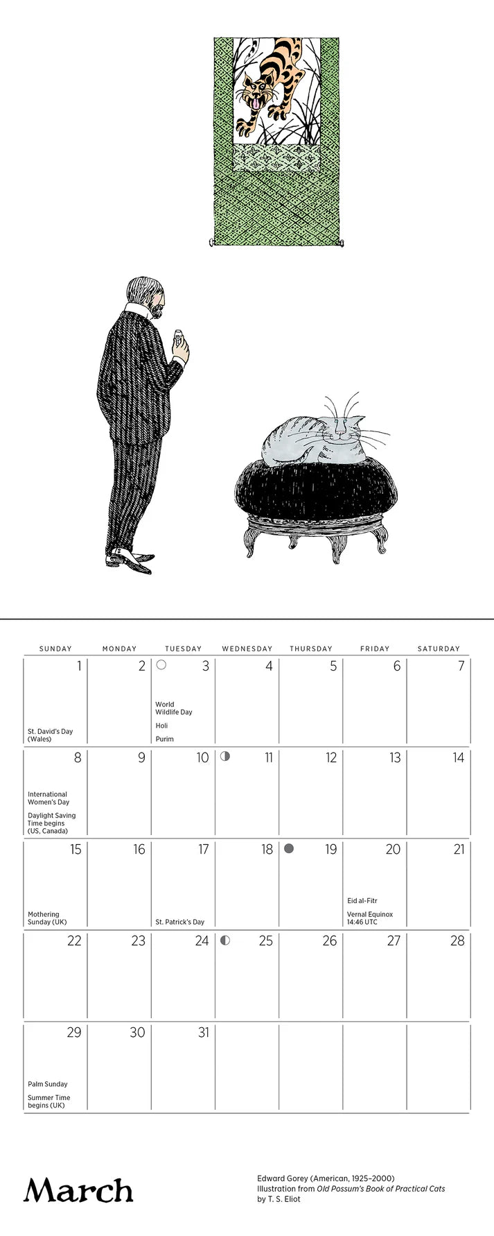 Edward Gorey: Practical Cats 2026 Mini Wall Calendar