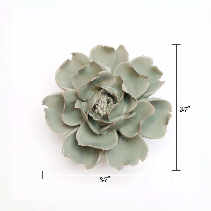 Ceramic Flower Wall Art Collection 13 Green Rose