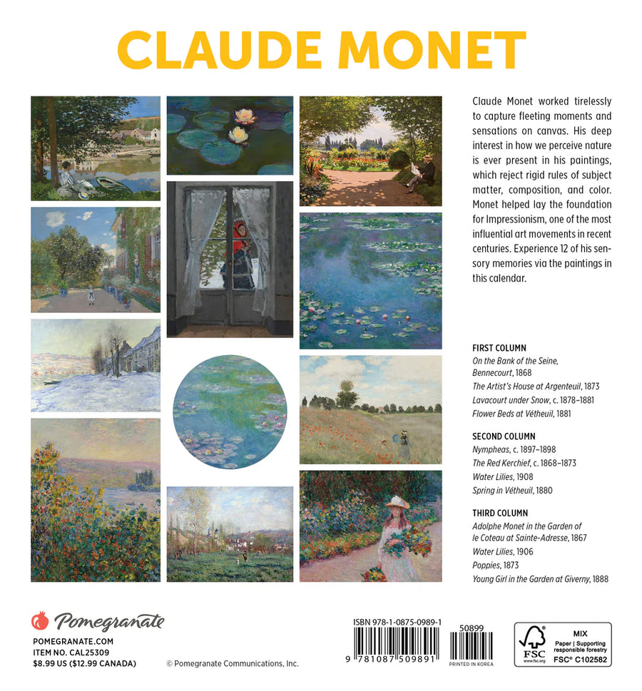 Claude Monet 2025 Mini Wall Calendar