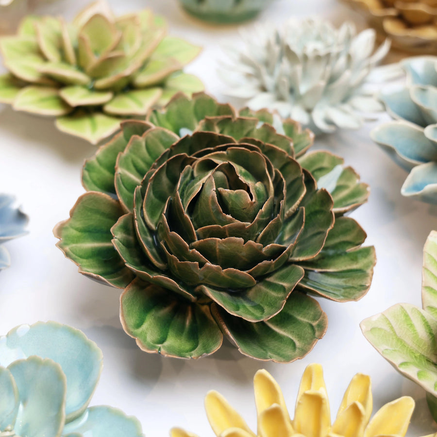 Ceramic Flower Wall Art Collection 13 Green Mofo