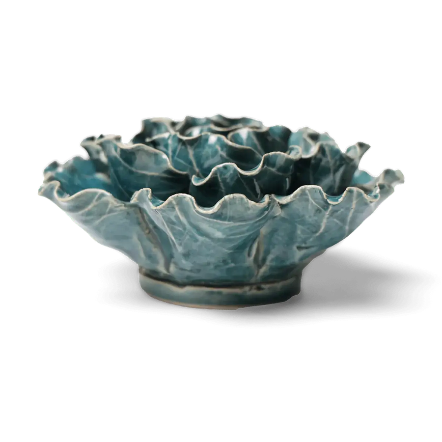 Ceramic Flower Wall Art Sea Lettuce Large 5: Teal