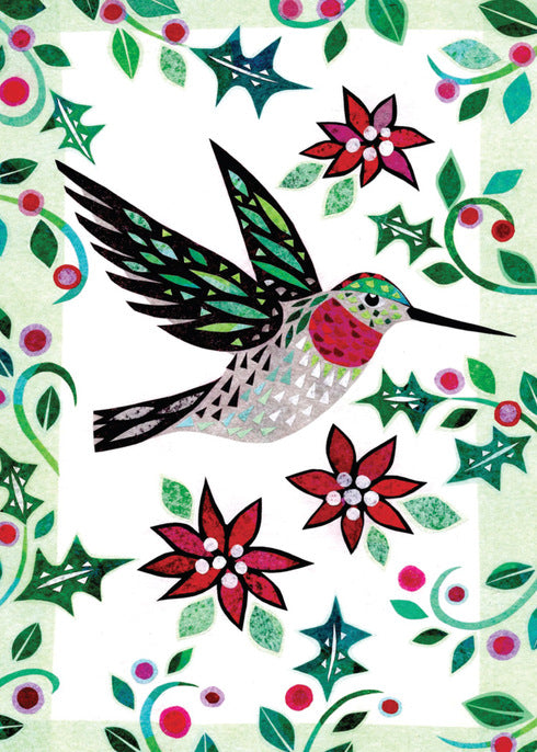 Holly Hummingbird Holiday Cards