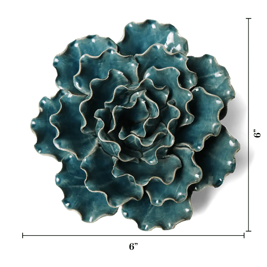 Ceramic Flower Wall Art Sea Lettuce Large 5: Teal