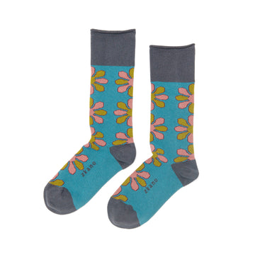 women's blossom - organic cotton socks roll top - teal
