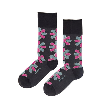 women's blossom - organic cotton socks roll top - black