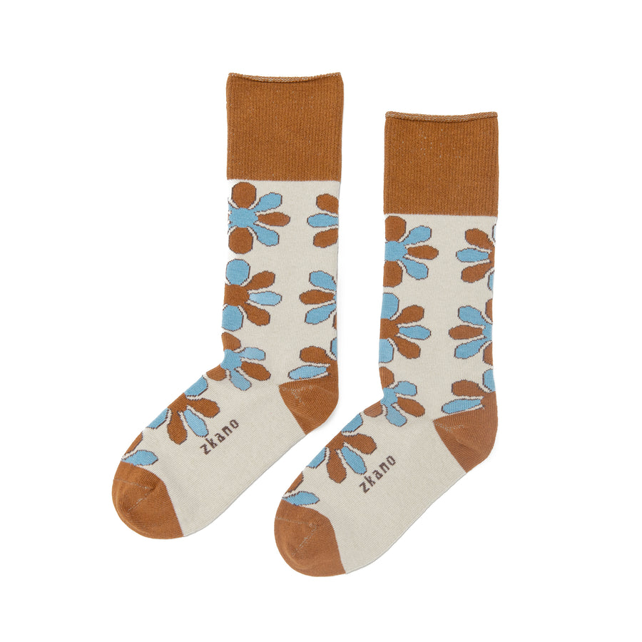 women's blossom - organic cotton socks roll top - saddle