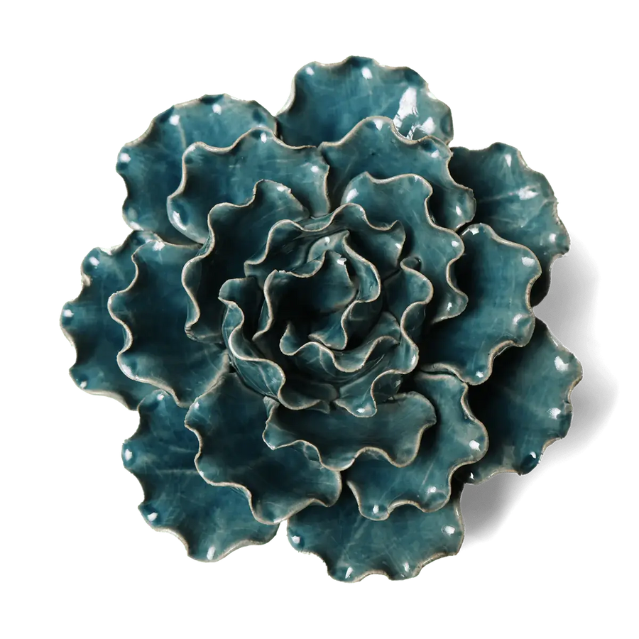 Ceramic Flower Wall Art Sea Lettuce Large 5: Teal