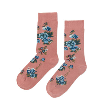 women's cottage roses - organic cotton socks crew - blush