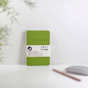 VENT A6 Notebook Journal Recycled Leather- Green