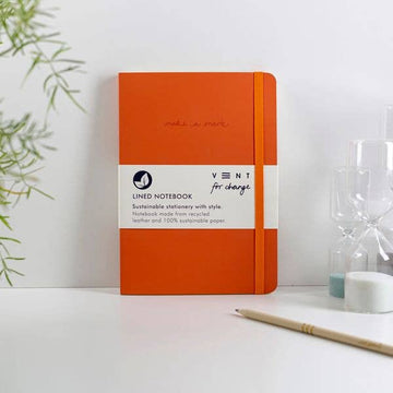 VENT A5 Notebook Lined Recycled Leather - Orange