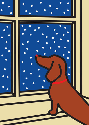 Caulfield Dog at Window Holiday Cards