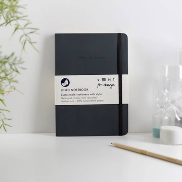 VENT A5 Notebook Lined Recycled Leather - Charcoal
