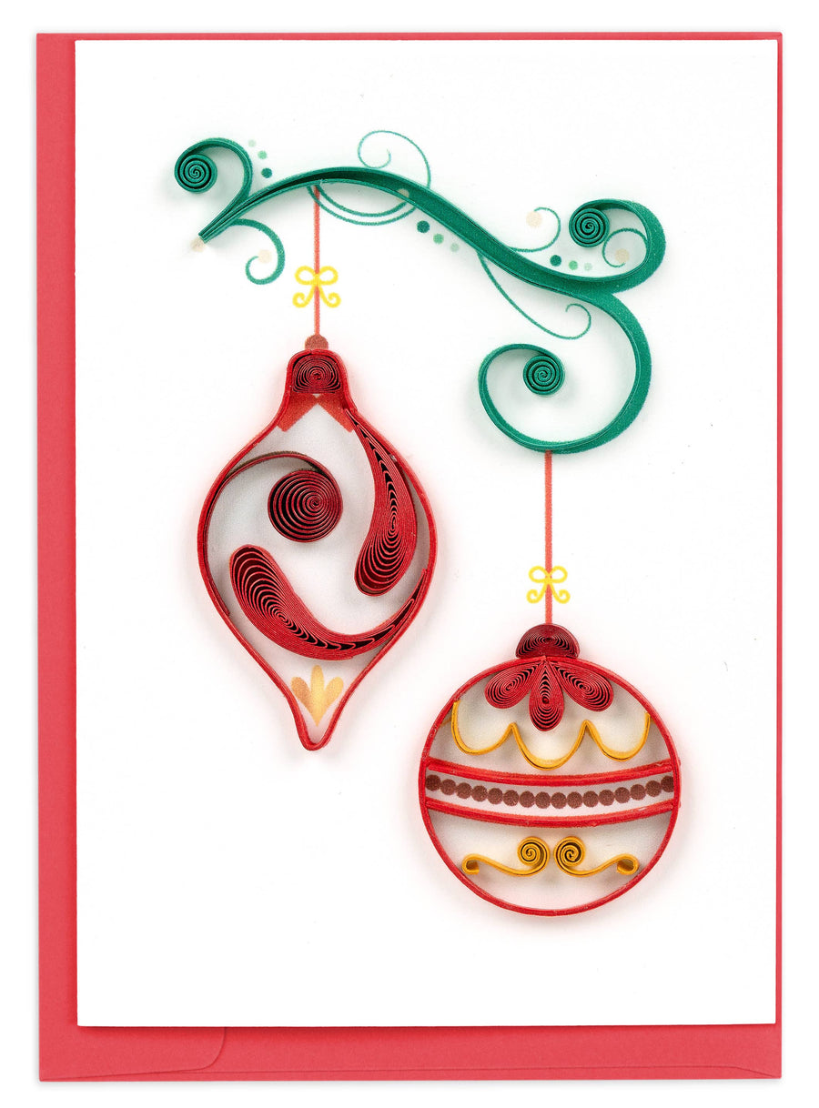 Red & Gold Ornaments Gift Enclosure Mini Quilling Card