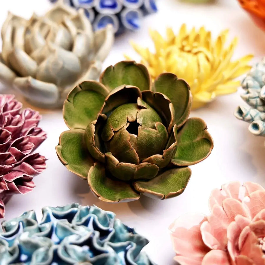 Ceramic Flower Wall Art Peony Green 12: Peony Green