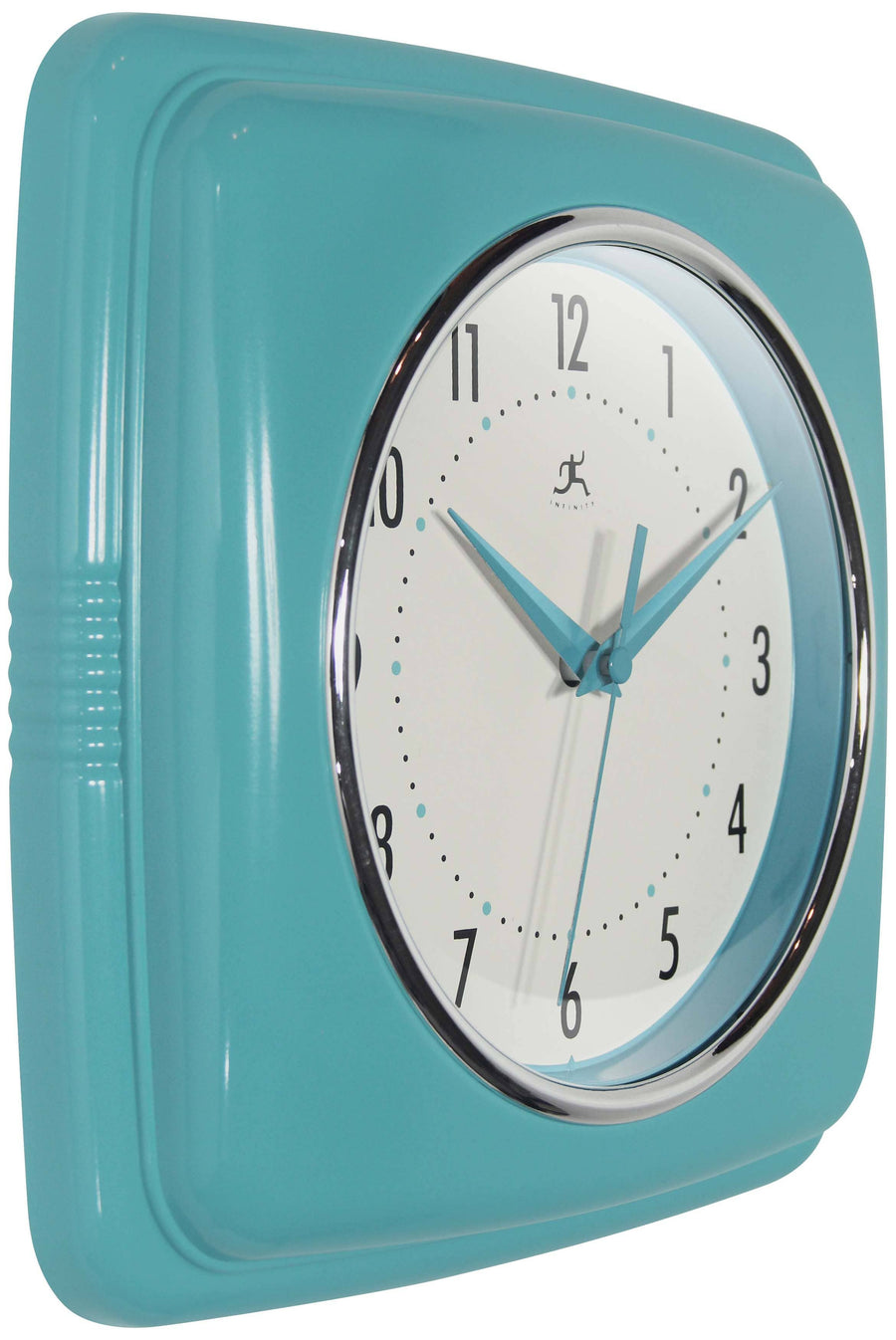 Retro Square Indoor Wall Clock: Turquoise