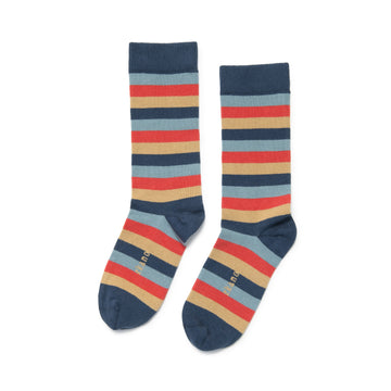 Zkano Men's  Even Stripe Crew Socks Navy