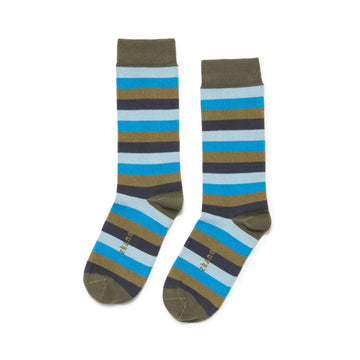 Zkano Men's Even Stripe Crew Socks Spruce