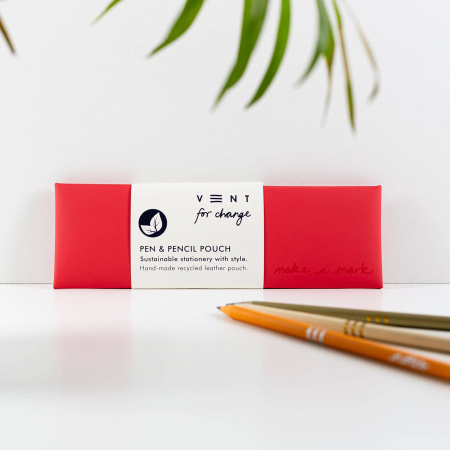 VENT Pen / Pencil Pouch Recycled Leather - Red