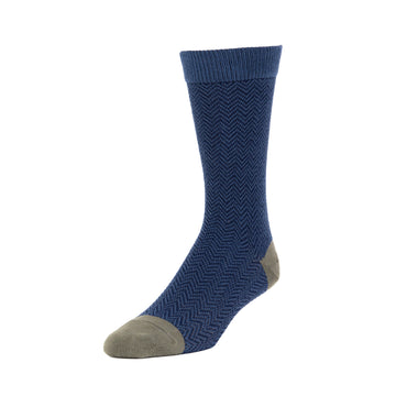 men's signature herringbone - organic cotton tall crew socks - navy