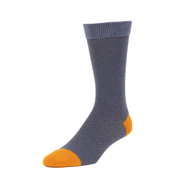 men's signature herringbone - organic cotton tall crew socks - steel