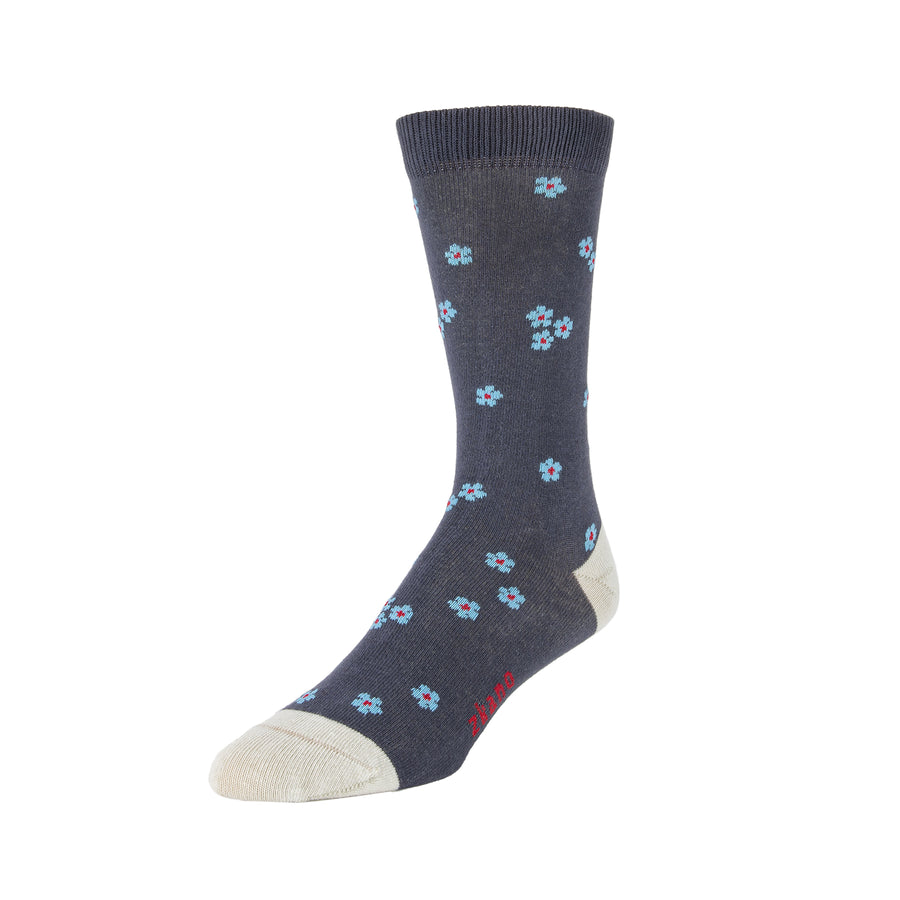 Zkano Men's Socks Micro Floral Indigo